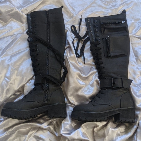 Dolls Kill Shoes - Dolls kill obsidian pocket combat boots